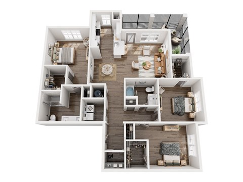 3D floor plan of our C1 unit type